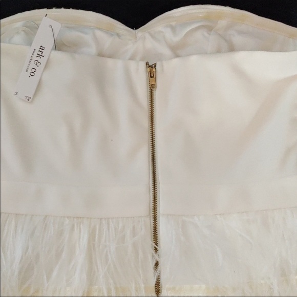 ARK & CO White Ostrich Feathers Studded Dress NWT - Picture 13 of 16
